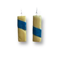 Yellow and Blue Encaustic Earrings