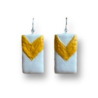 Orange Chevron Encaustic Earrings