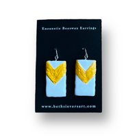 Orange Chevron Encaustic Earrings