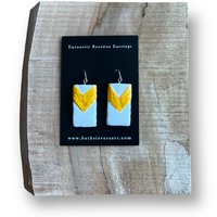 Orange Chevron Encaustic Earrings