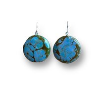 Blue/Amber Abstract Encaustic Earrings