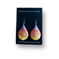 Abstract Teardrop Shaped Encaustic Earrings