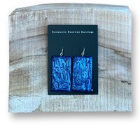 Blue Textured Abstract Encaustic Earrings