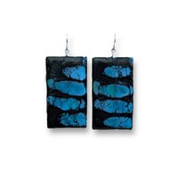 Black and Blue Abstract Encaustic Earrings