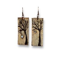 Trees on Birch Bark Earrings