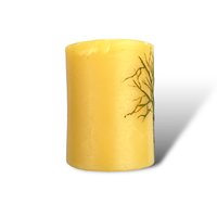 Beeswax Candle with a Light Green Encaustic Tree