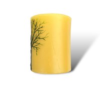 Beeswax Candle with a Dark Green Encaustic Tree