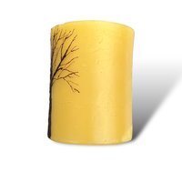 Beeswax Candle with a Brown Encaustic Tree