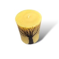 Beeswax Candle with a Brown Encaustic Tree