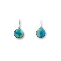 Blue/Green/White Abstract Encaustic Earrings