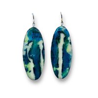 Blue Abstract Encaustic Earrings 