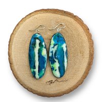 Blue Abstract Encaustic Earrings 