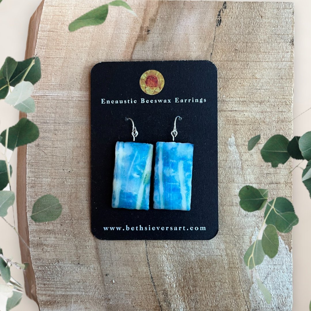 Blue Encaustic Earrings