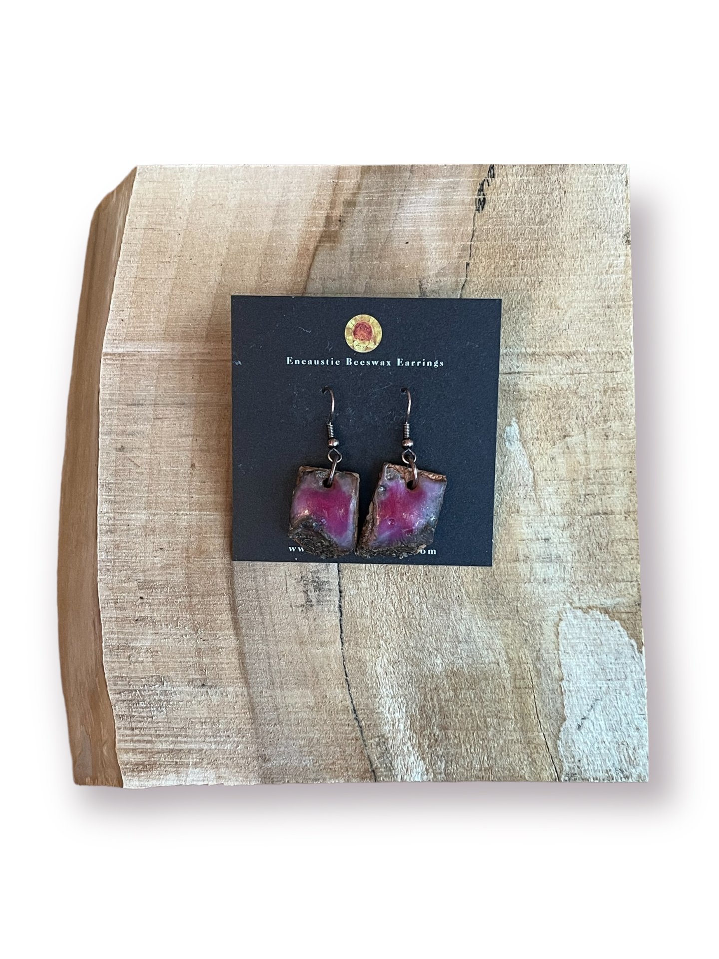 Abstract Pink Encaustic Earrings