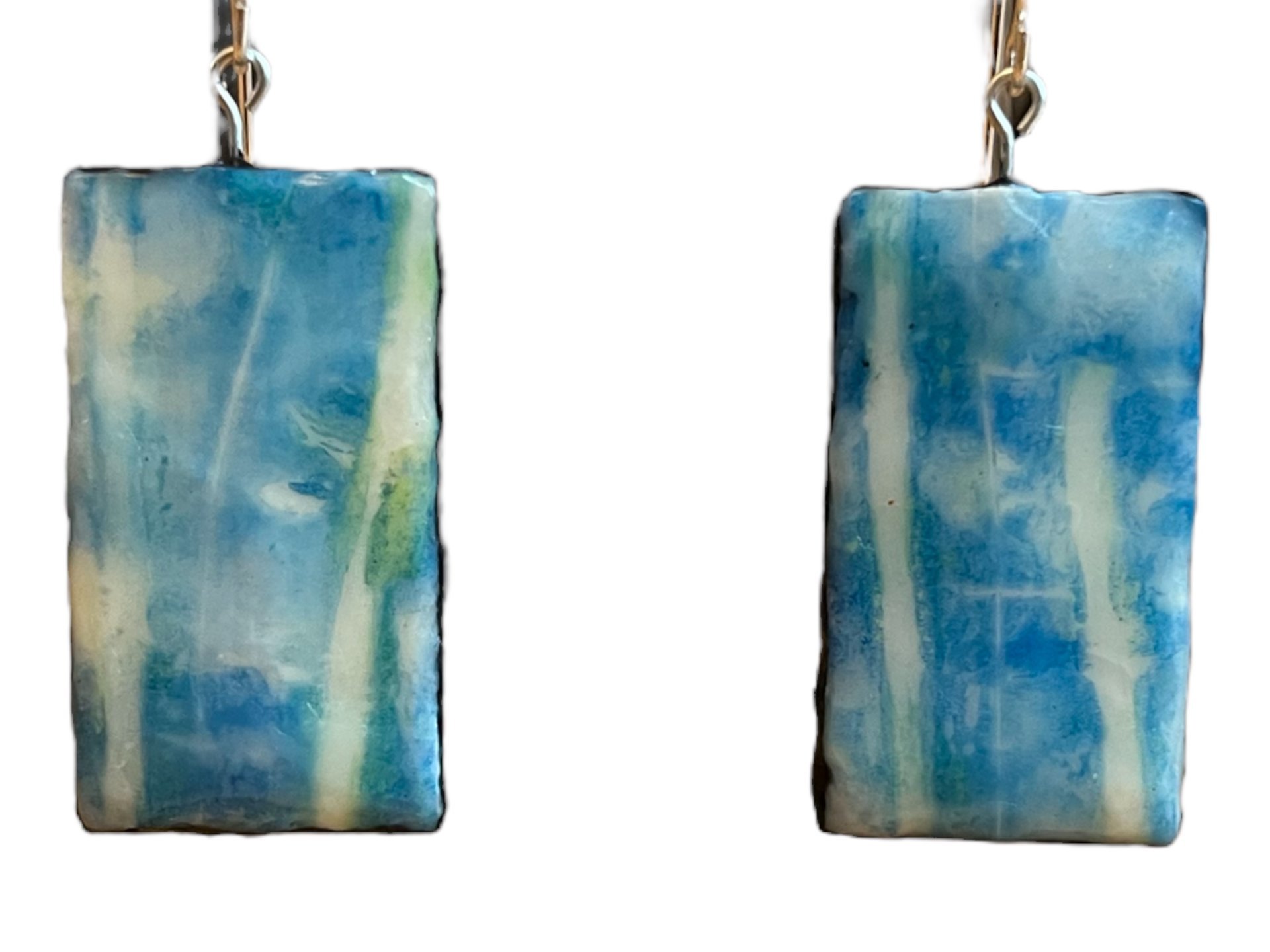 Blue Encaustic Earrings