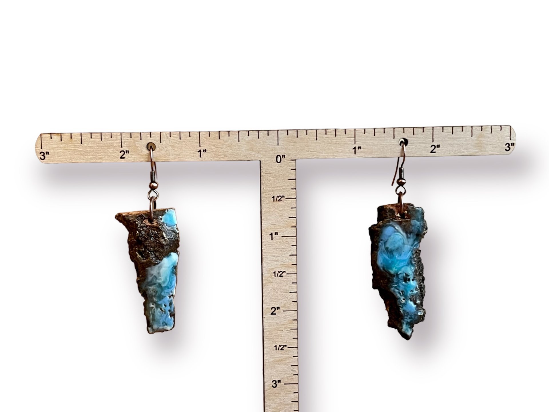 Abstract Blue Encaustic Earrings