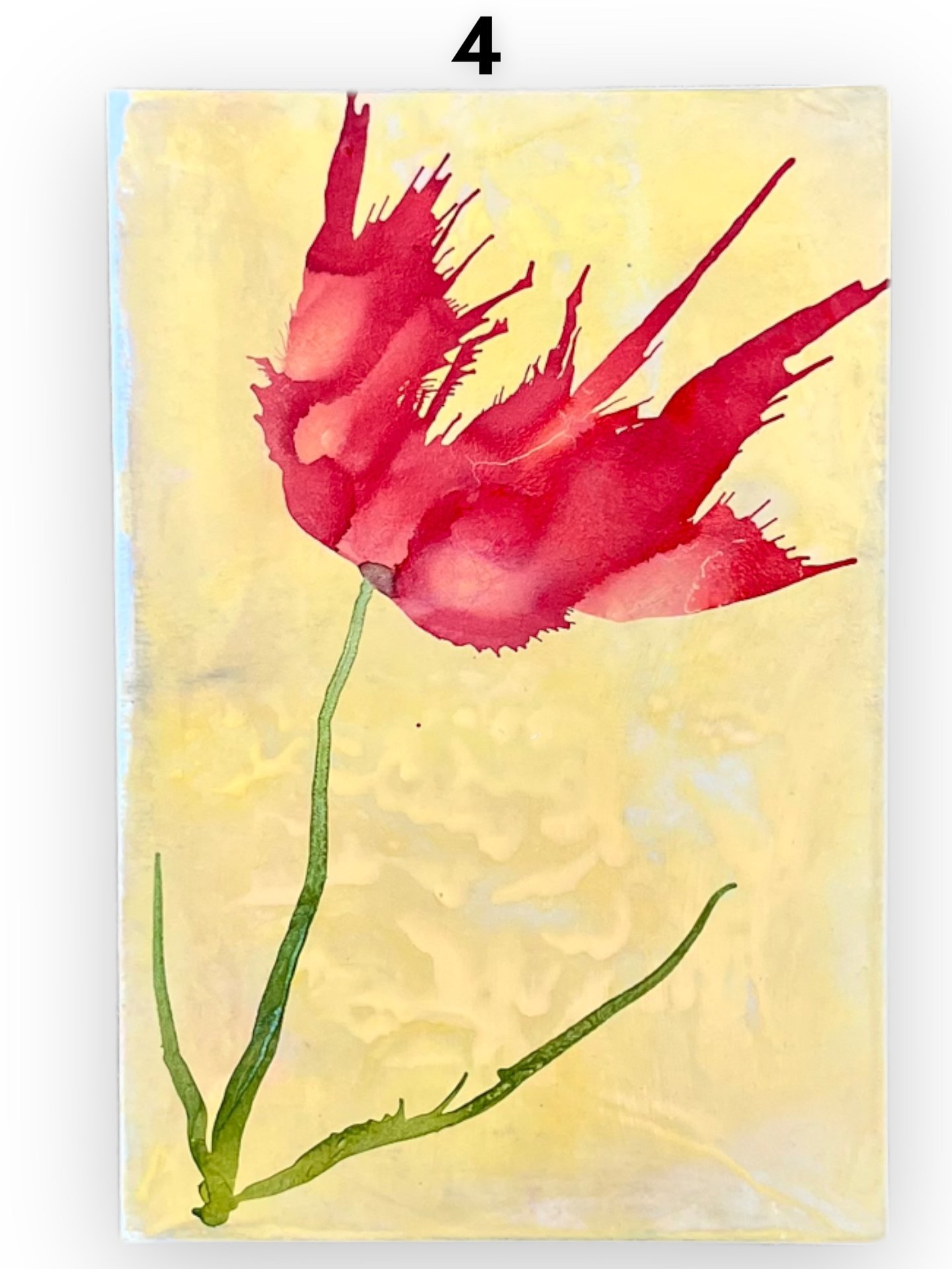 Red Floral Blank Greeting Card