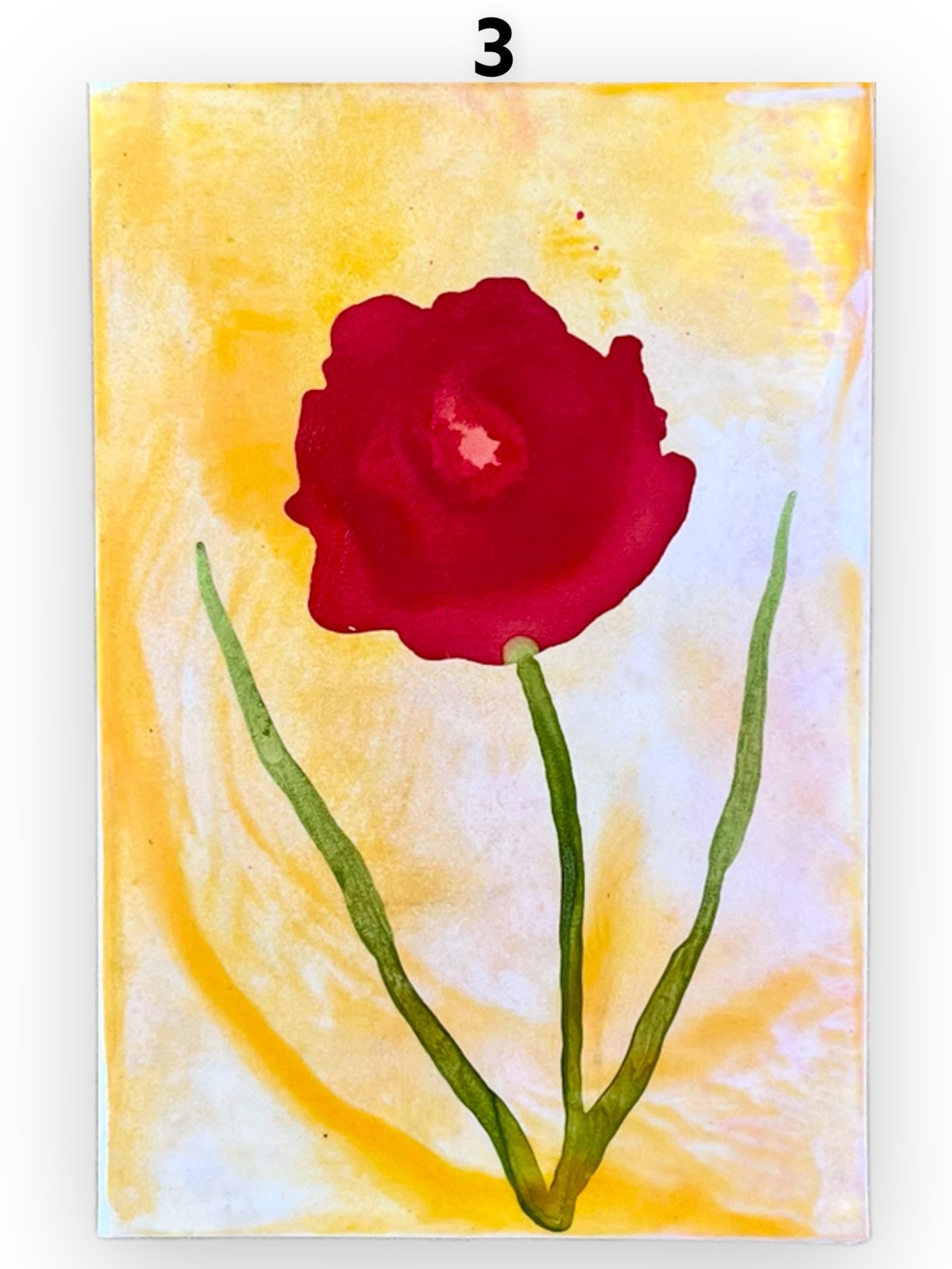 Red Floral Blank Greeting Card