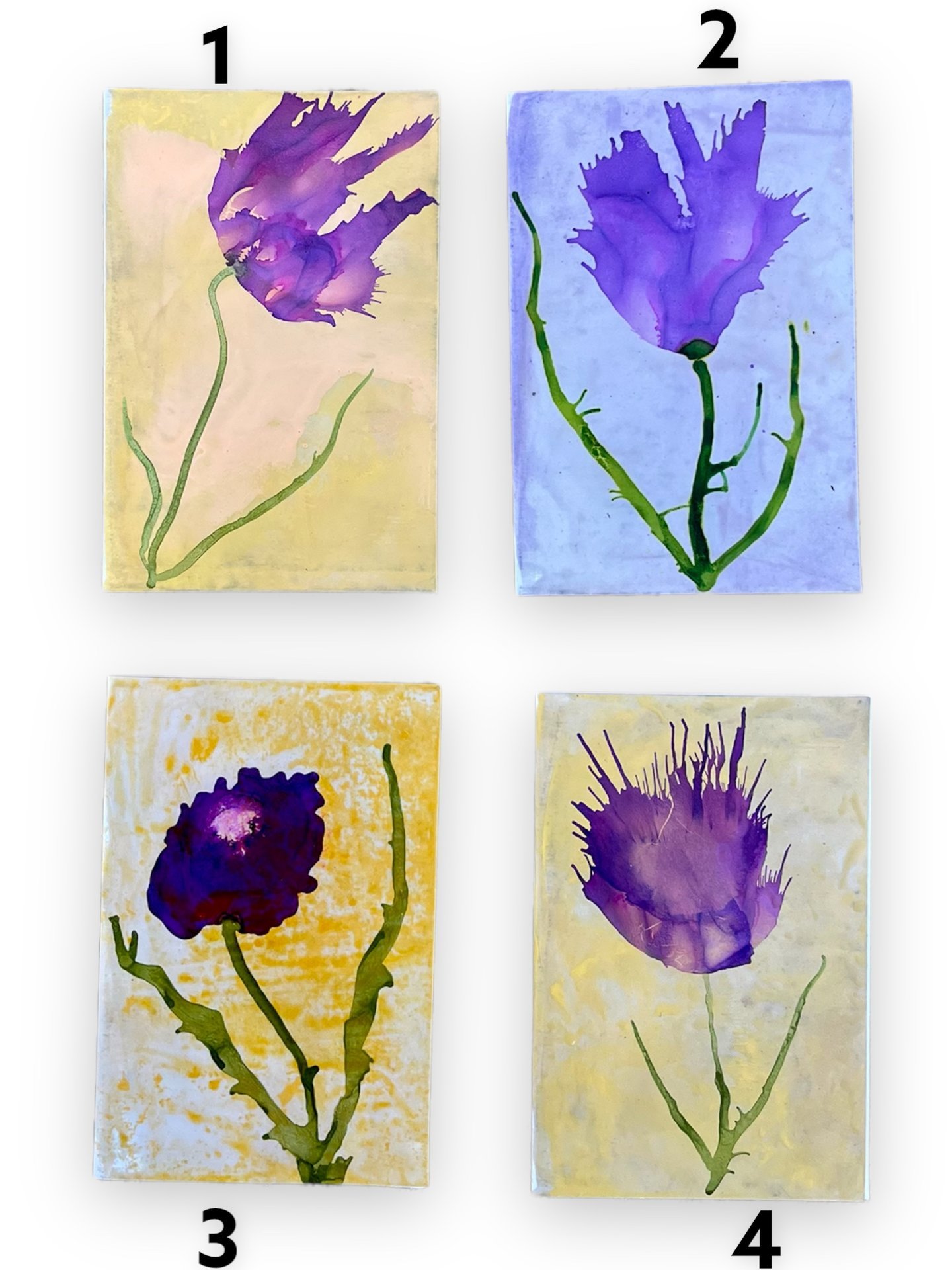 Purple Floral Blank Greeting Cards