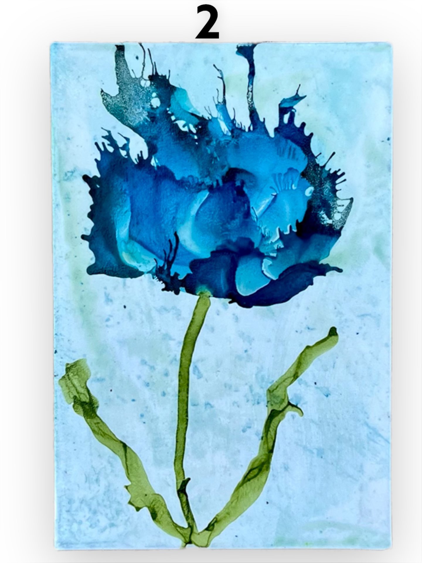 Blue Floral Blank Greeting Cards