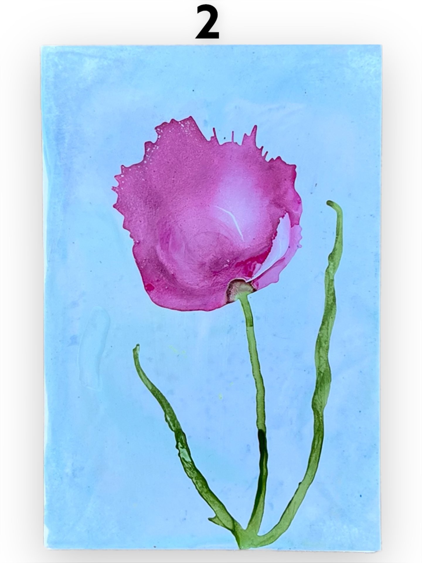 Pink Floral Blank Greeting Card