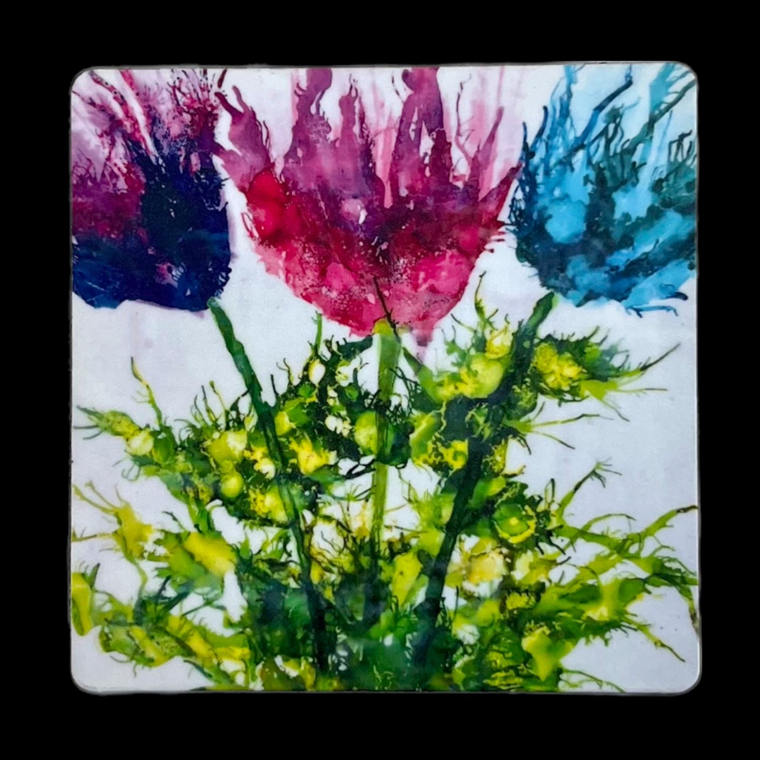 Abstract Three Flowers Printed Magnet