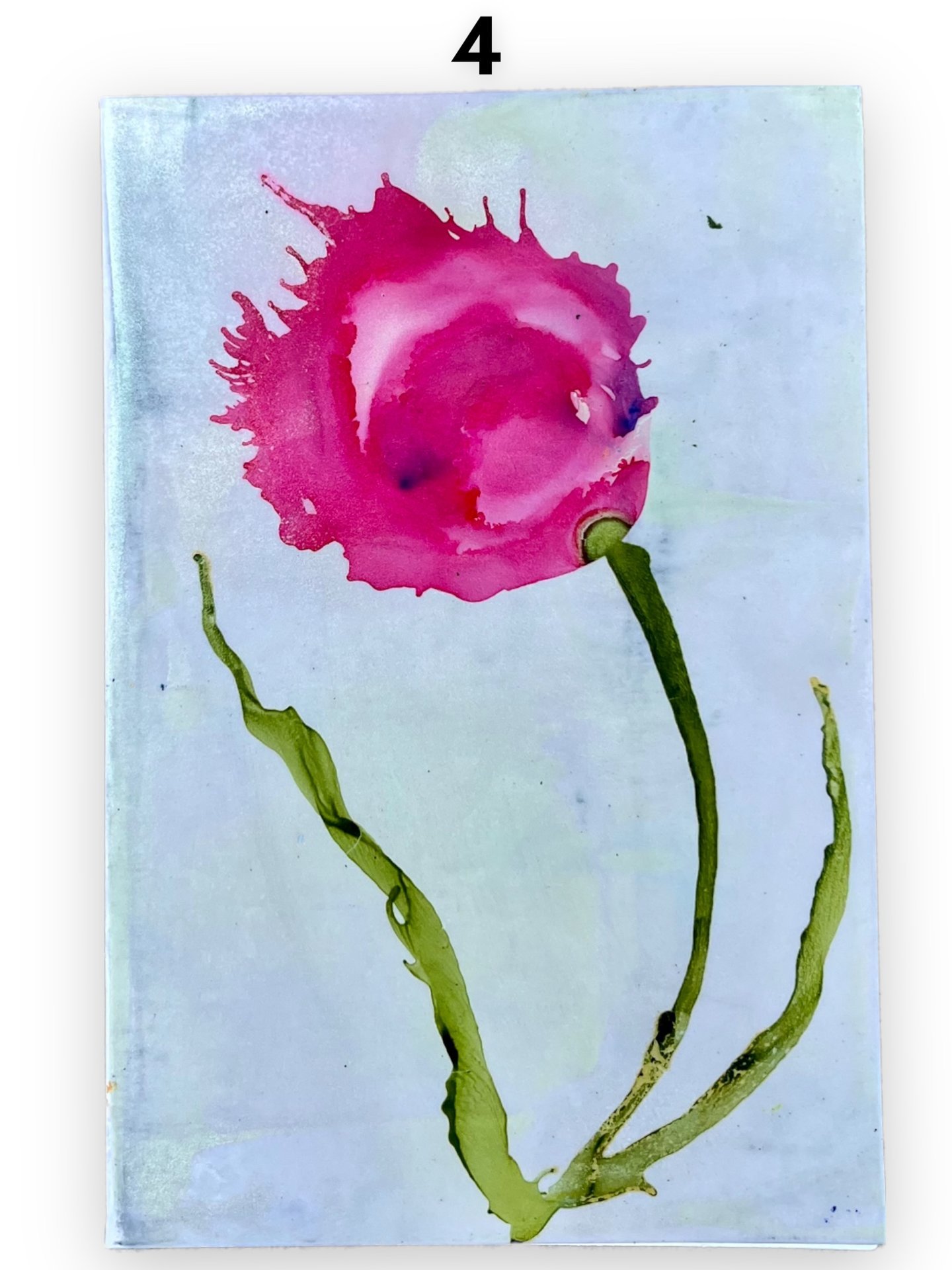 Pink Floral Blank Greeting Card