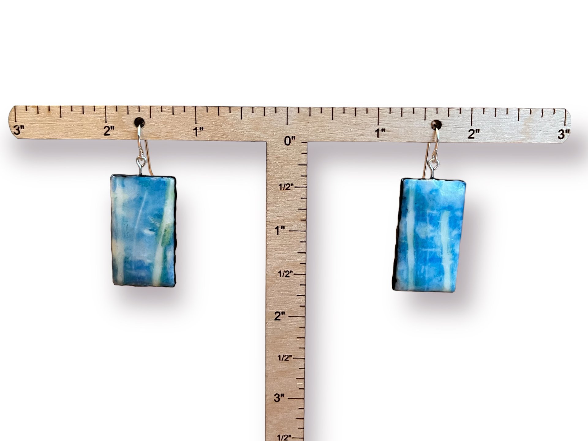 Blue Encaustic Earrings