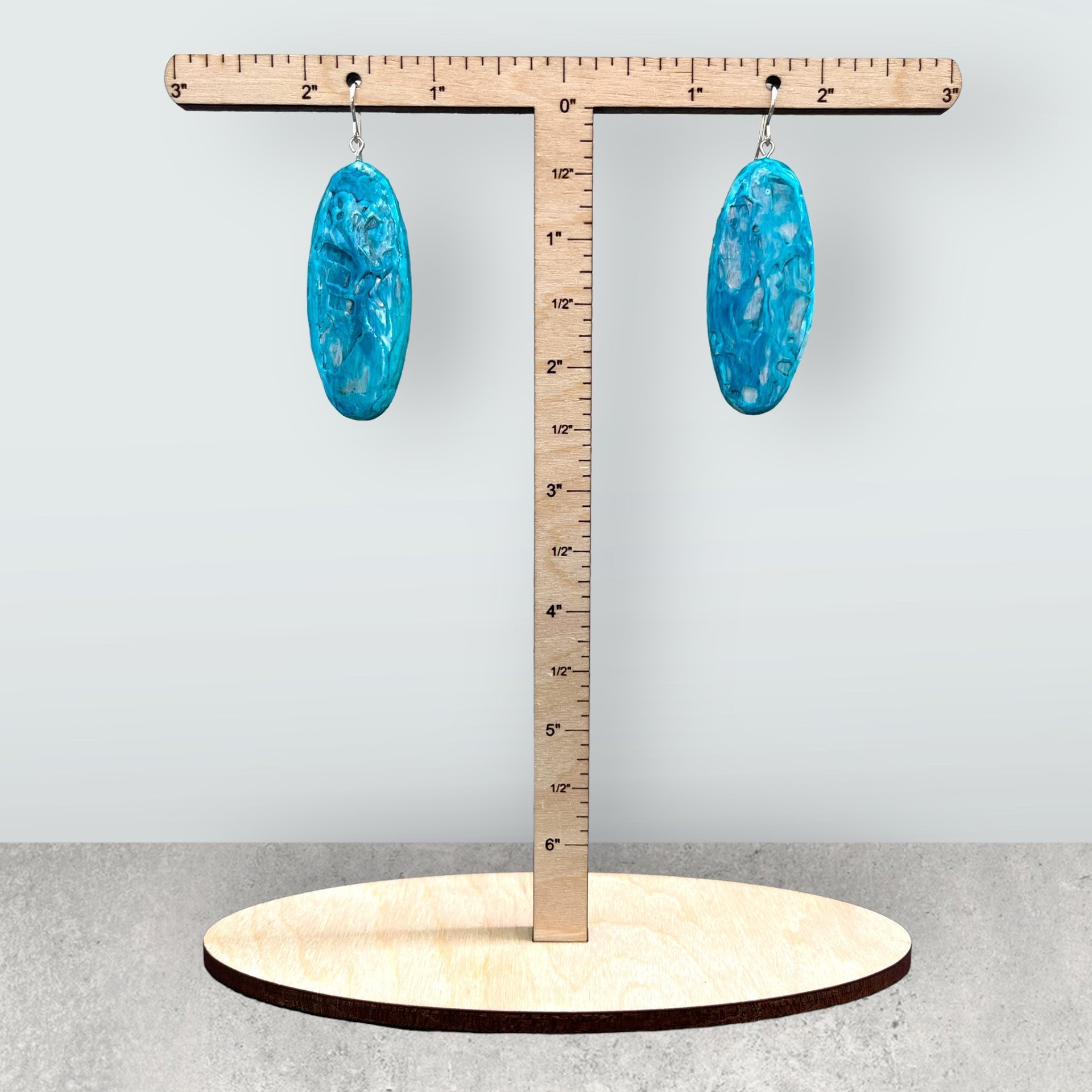 Abstract Aqua Encaustic Earrings 
