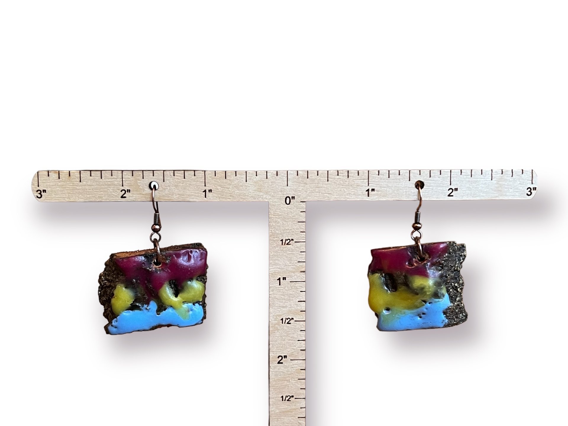 Pansexual Pride Encaustic Earrings