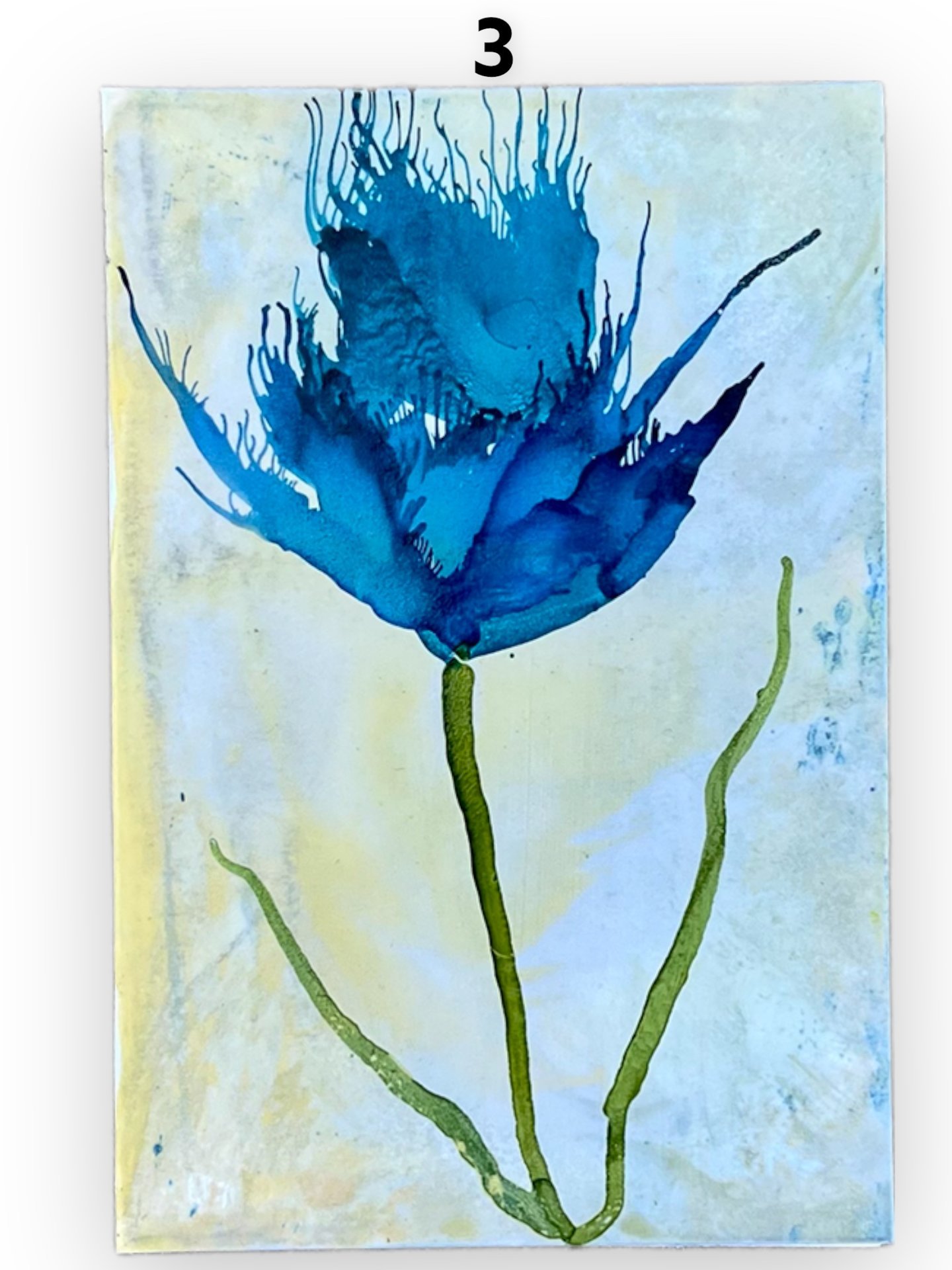 Blue Floral Blank Greeting Cards