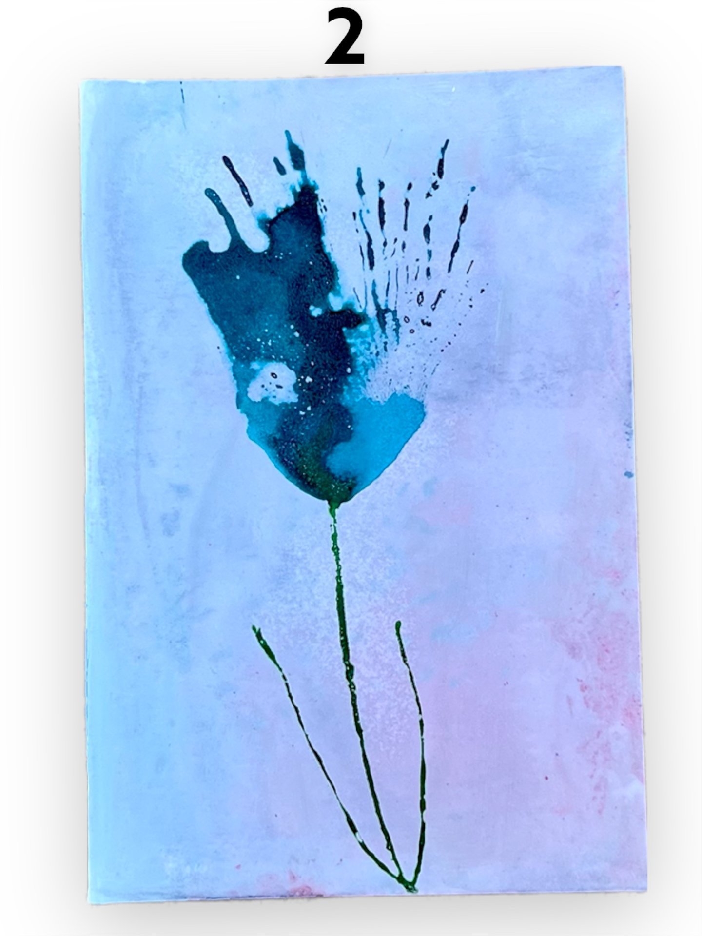 Blue Floral Blank Greeting Cards