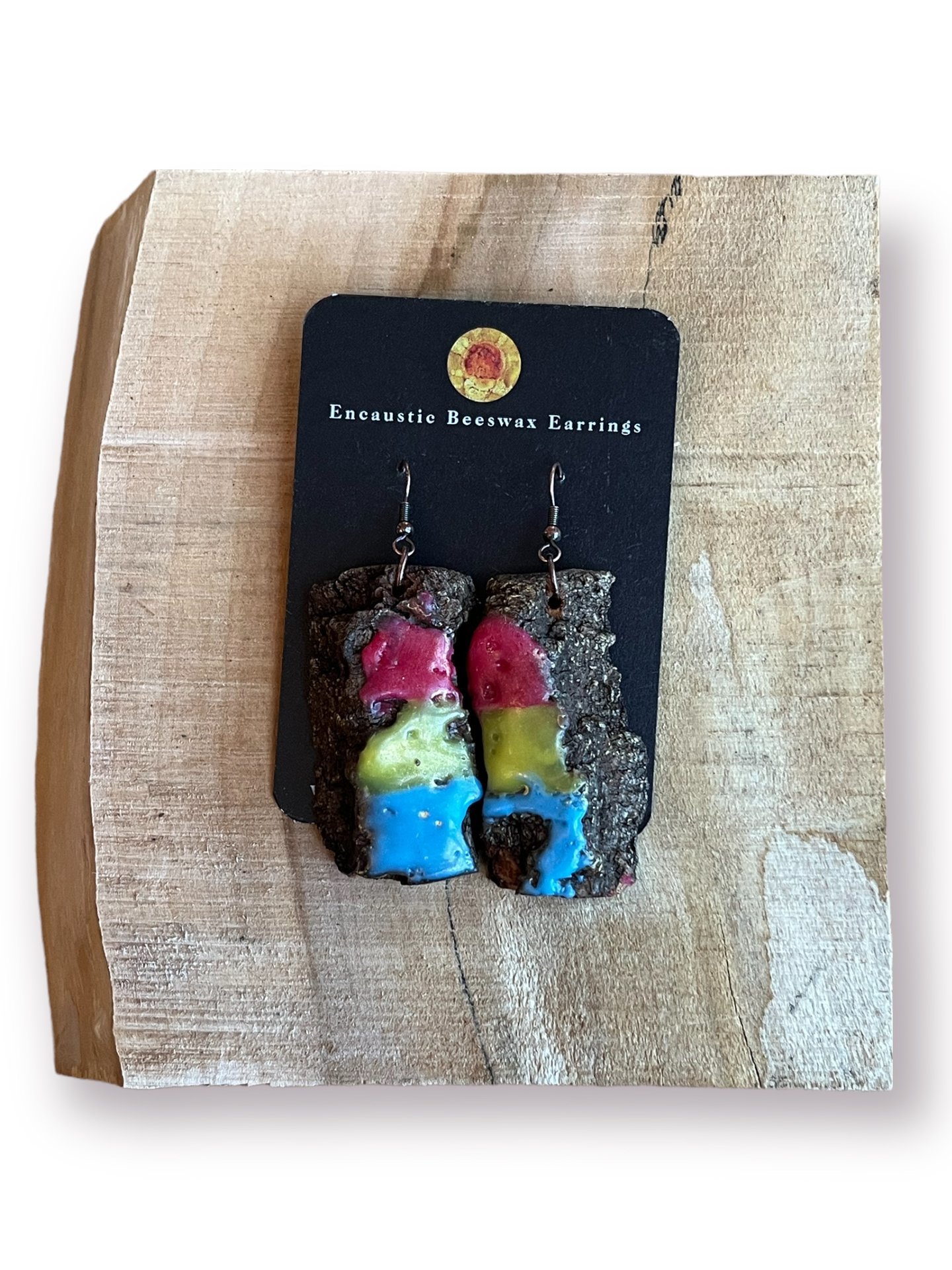 Pansexual Pride Encaustic Earrings