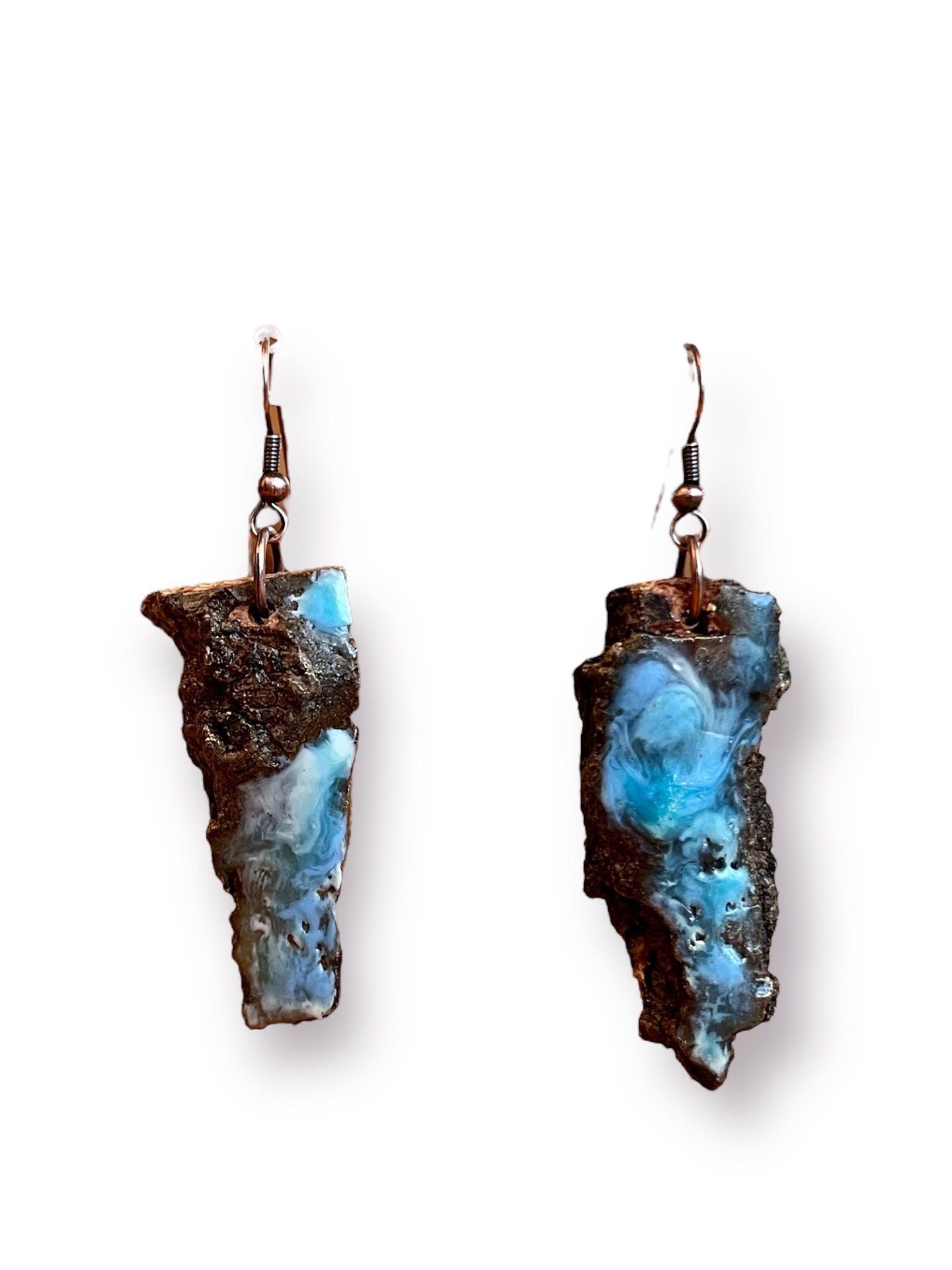 Abstract Blue Encaustic Earrings