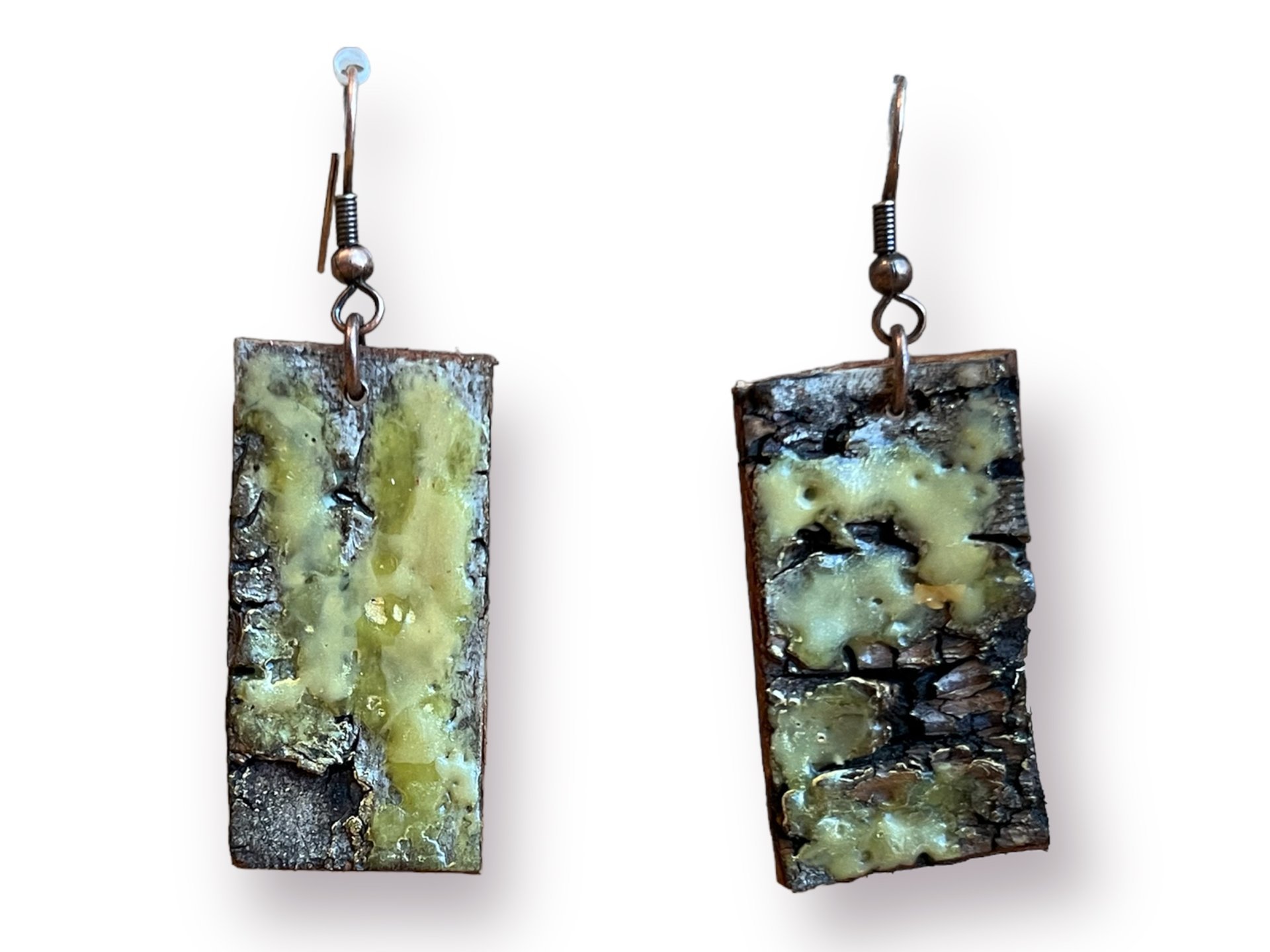 Abstract Yellow Encaustic Earrings