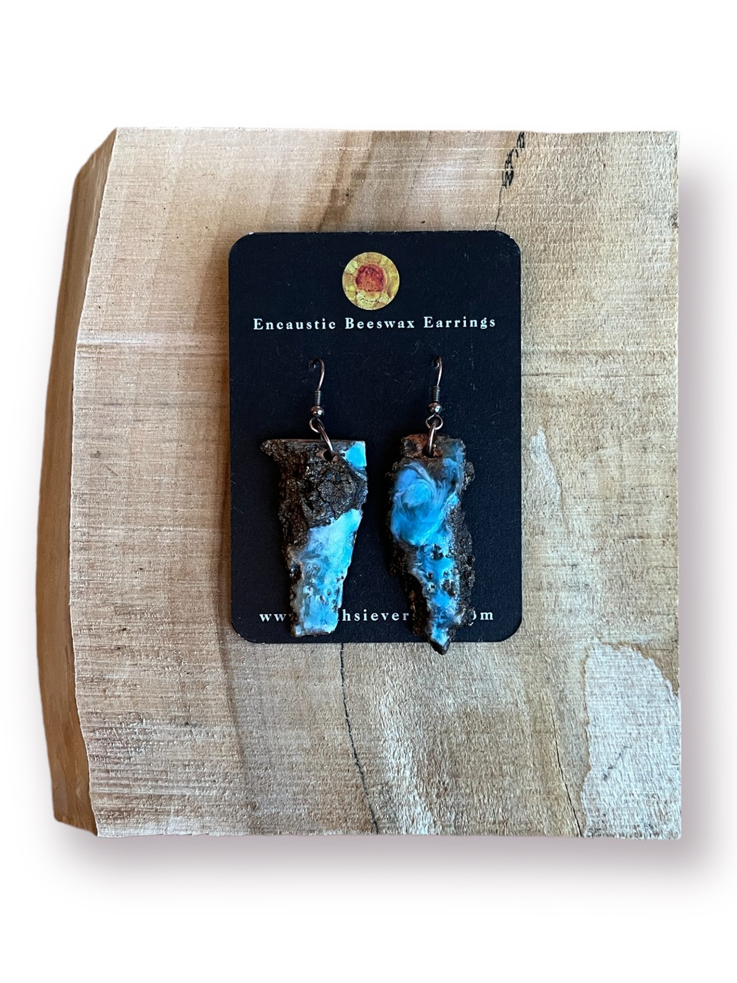 Abstract Blue Encaustic Earrings