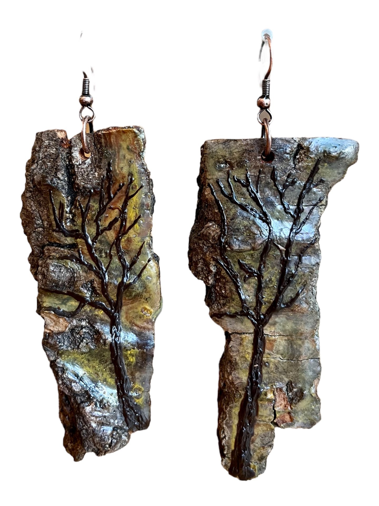 Large Tree Encaustic Earrings