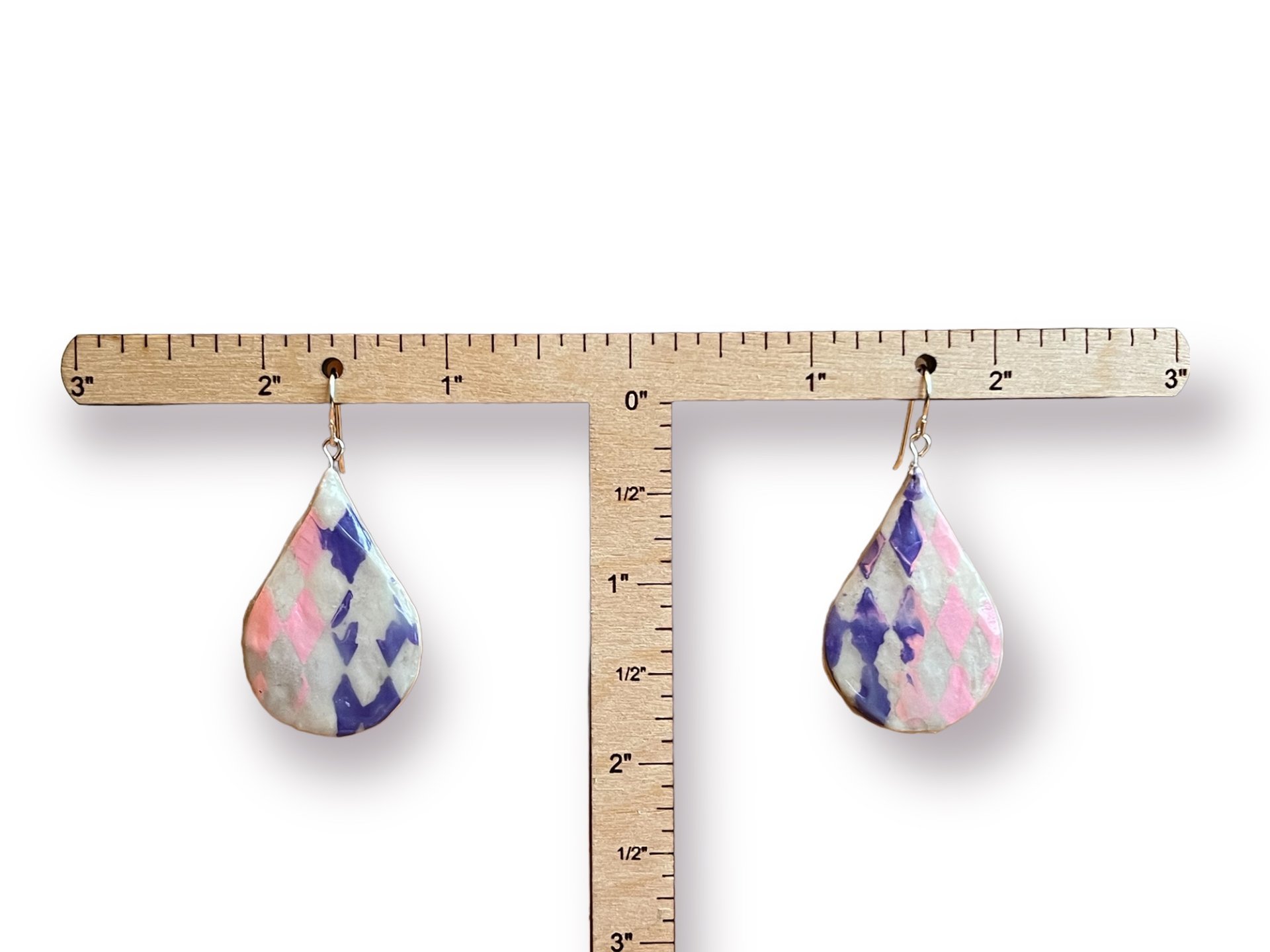 Diamond Teardrops Shaped Encaustic Earrings