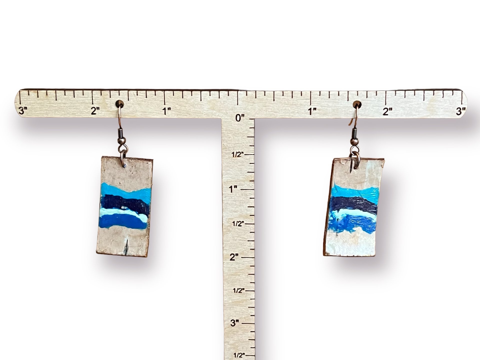 Abstract Blue Encaustic Earrings