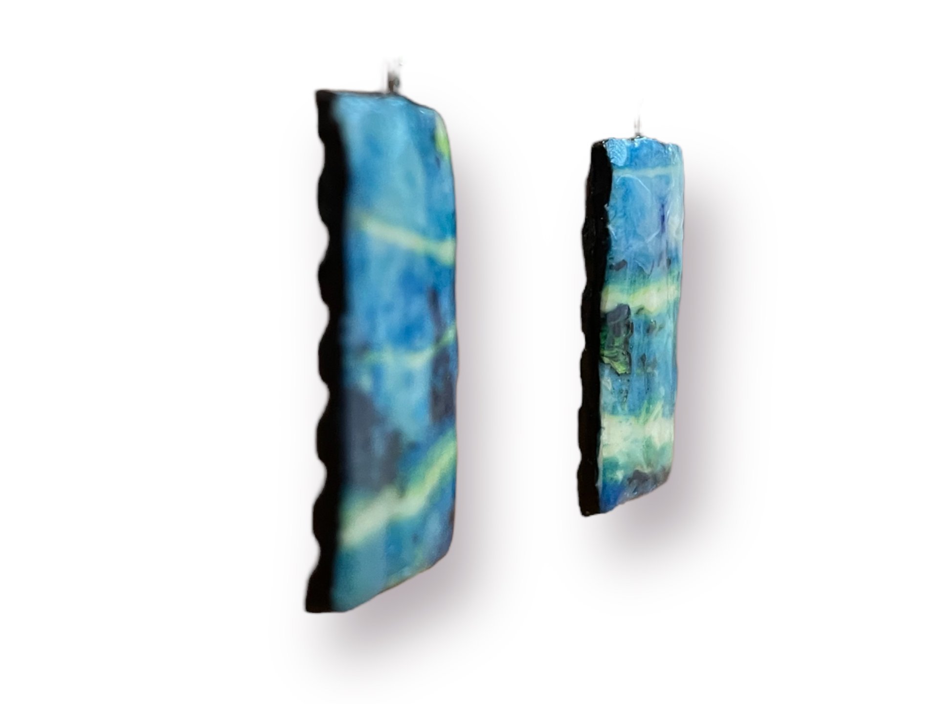 Blue Stripes Encaustic Earrings