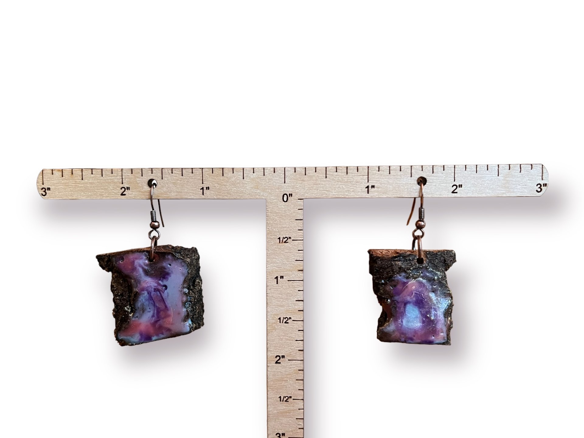 Abstract Pink & Purple Encaustic Earrings