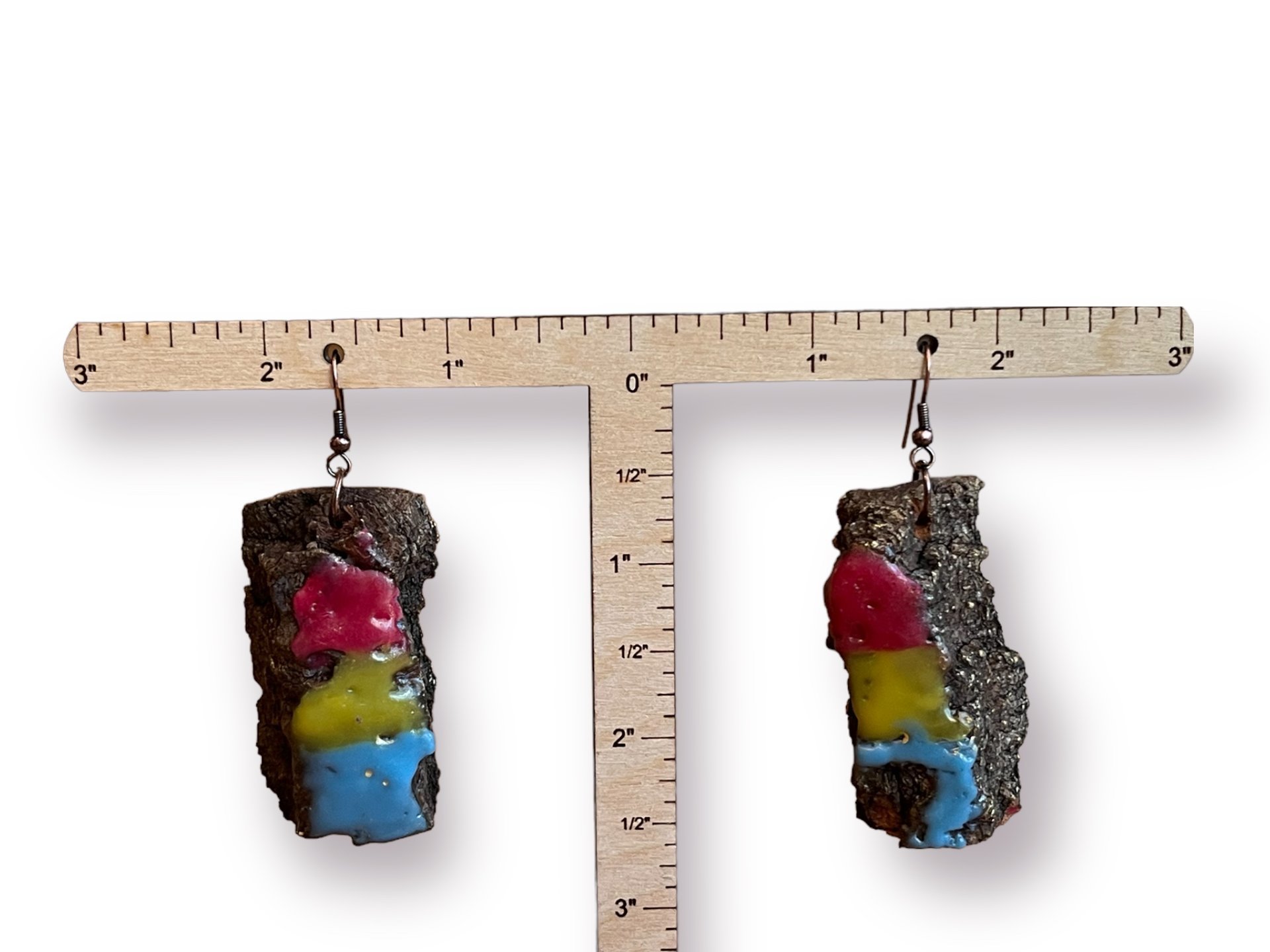 Pansexual Pride Encaustic Earrings