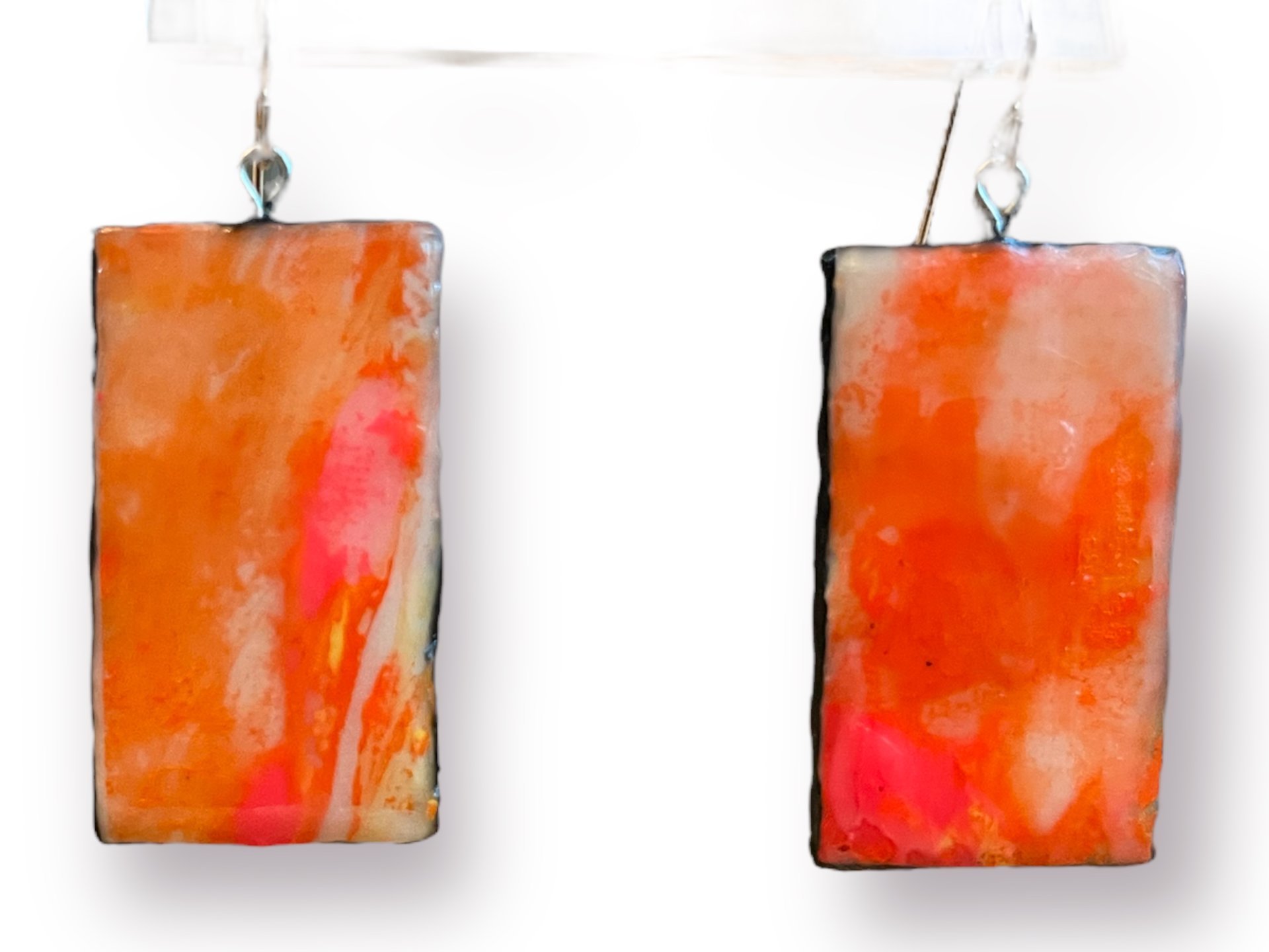 Orange & Pink Encaustic Earrings