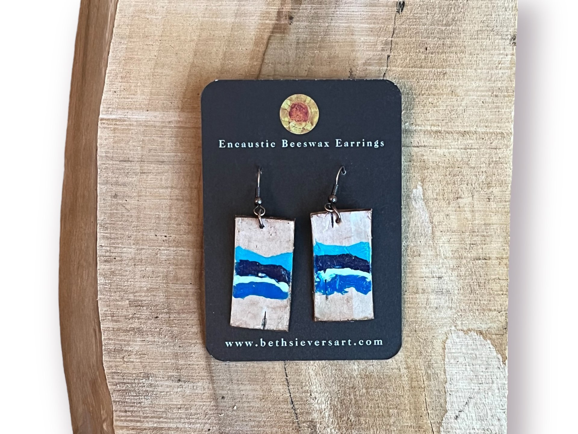 Abstract Blue Encaustic Earrings