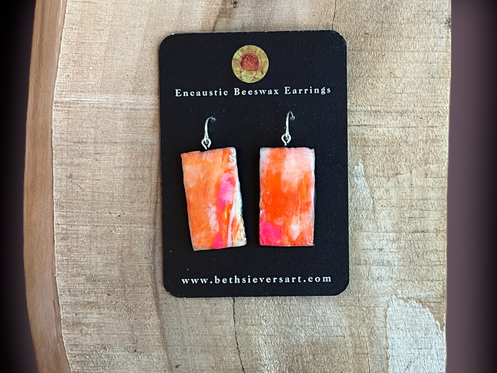 Orange & Pink Encaustic Earrings