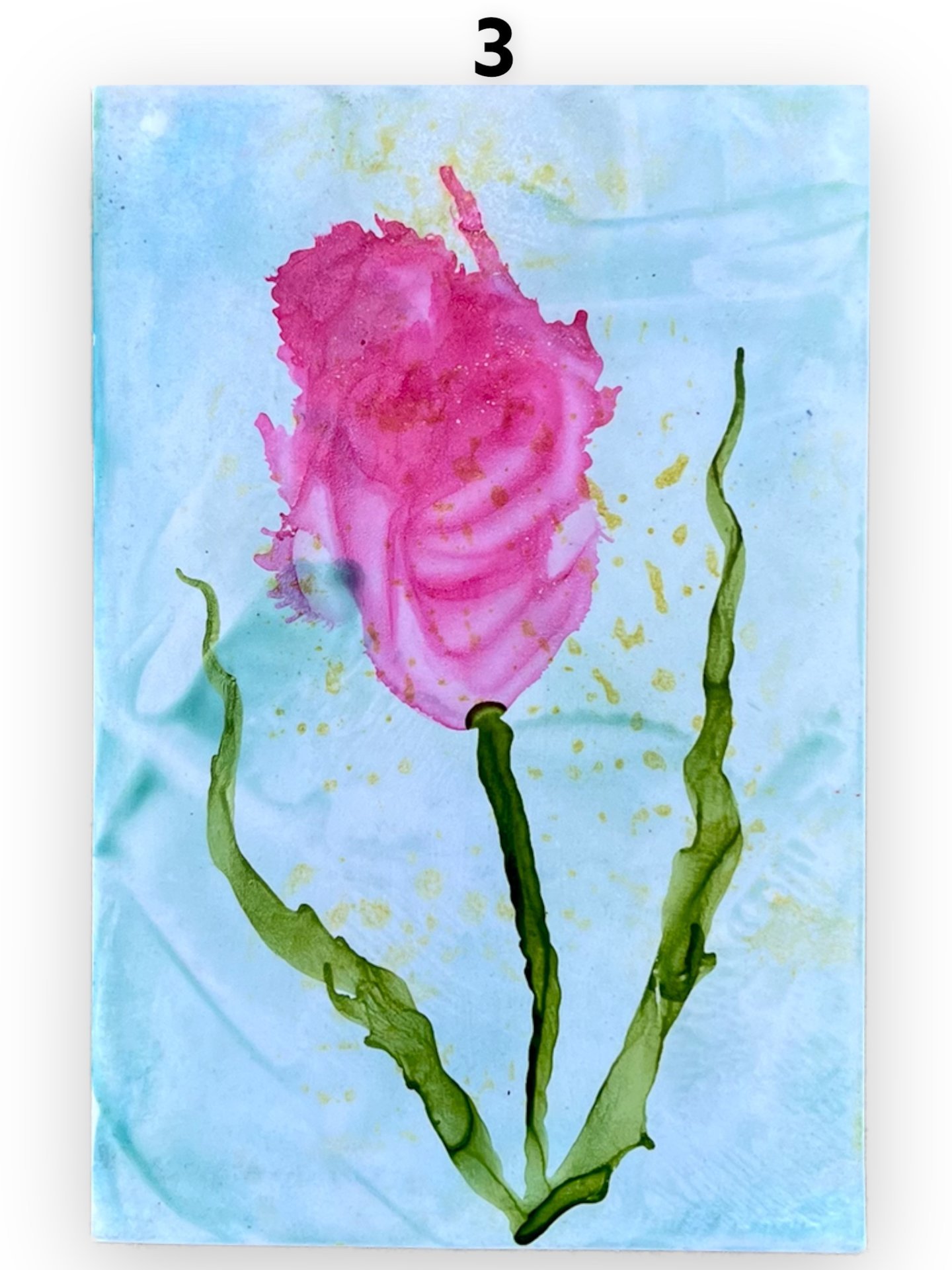 Pink Floral Blank Greeting Card