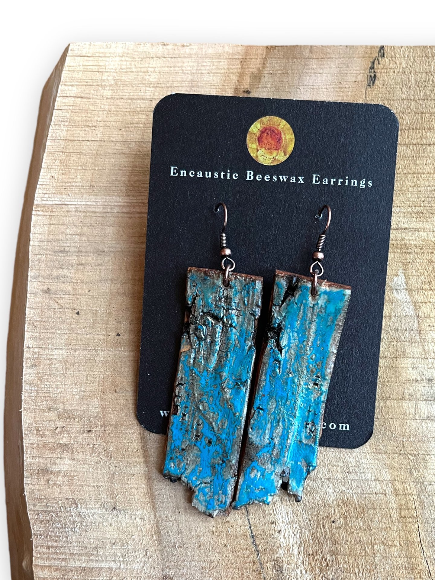 Blue on Birch Bark Earrings