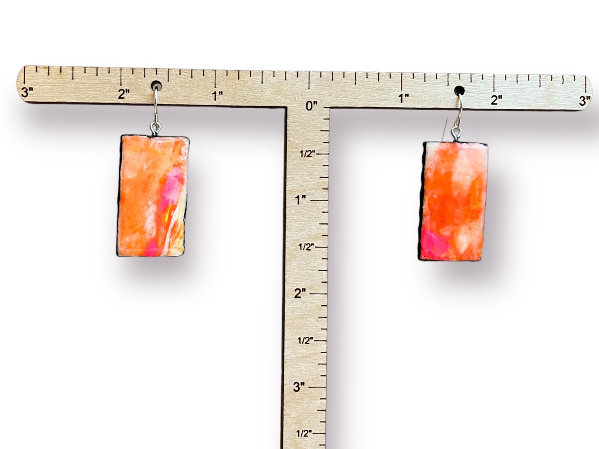 Orange & Pink Encaustic Earrings