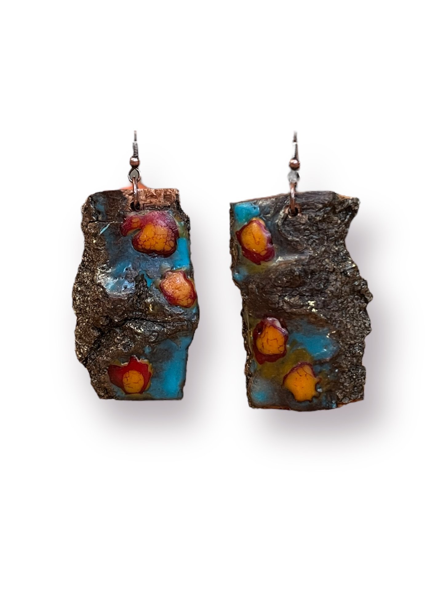 Six abstract Flowers Encaustic Earrings