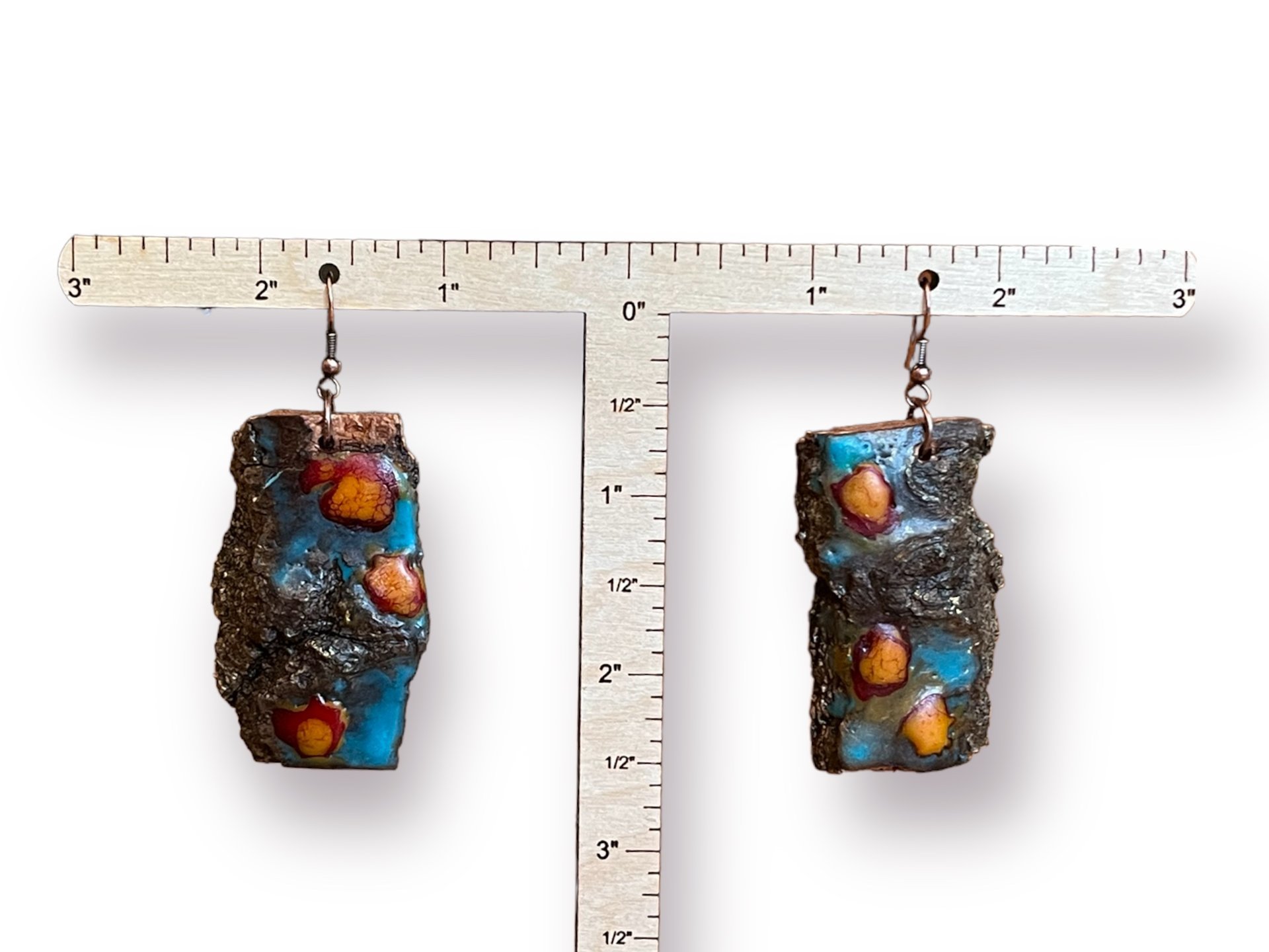 Six abstract Flowers Encaustic Earrings